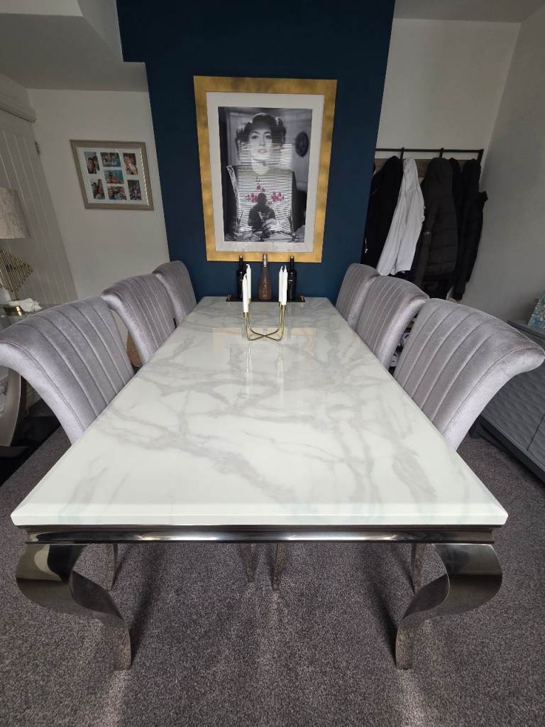 Marble Dining Table & Chairs Set