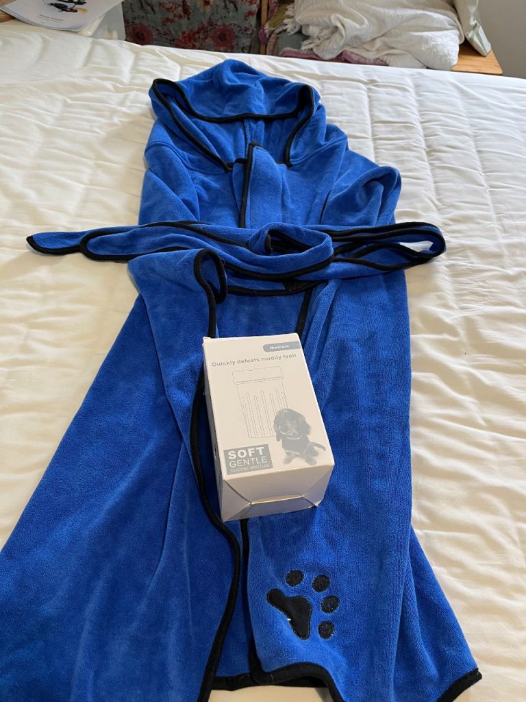 Zellar Blue Dog Drying Towel Robe - Size M