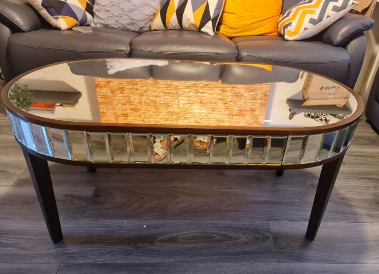 Brand new RV Astley's Carlotti solid wood mirror and crystal coffee table original price is £286