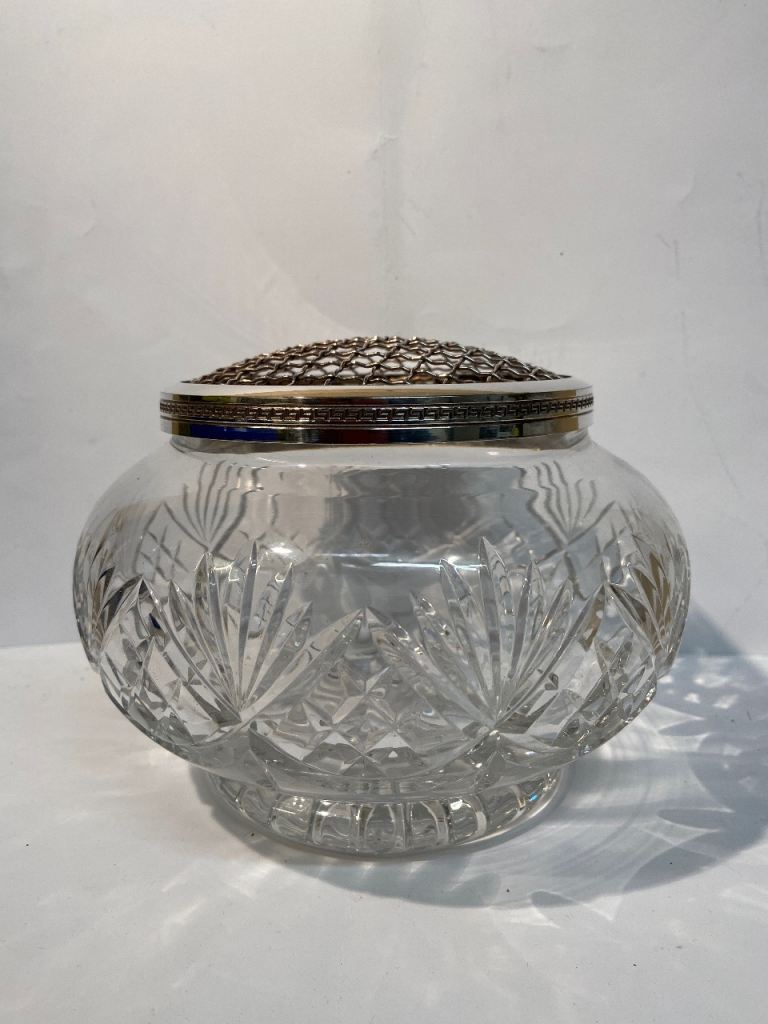 Vintage Heavy Cut Glass/Crystal Rose Bowl