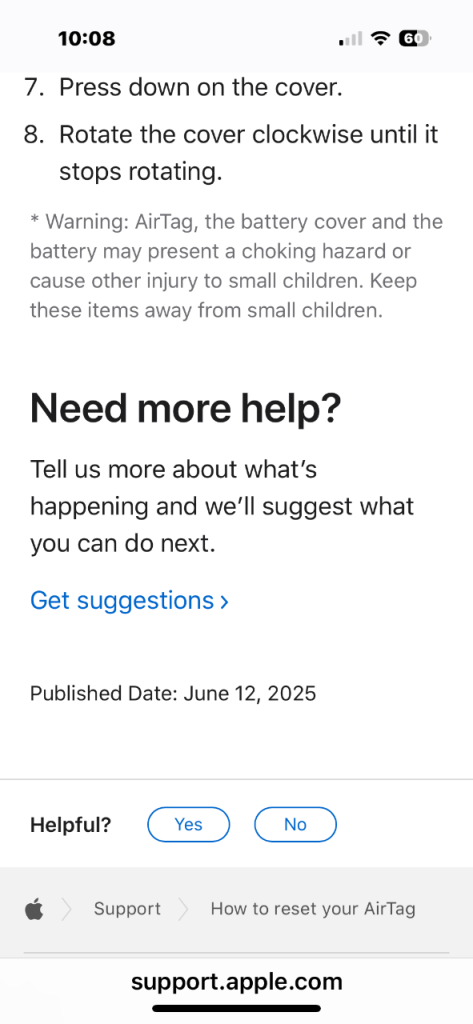 Apple Air Tag tracker, boxed still linked to previous owner Apple ID 