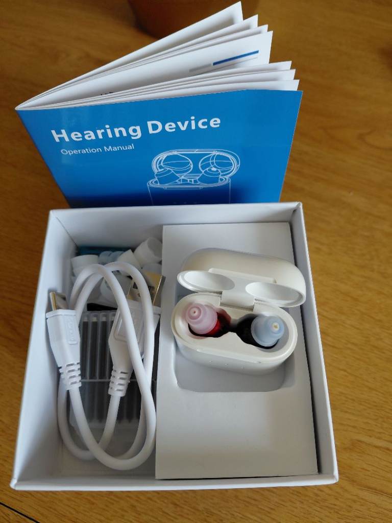 New Hearing Device – White, with Manual and Accessories