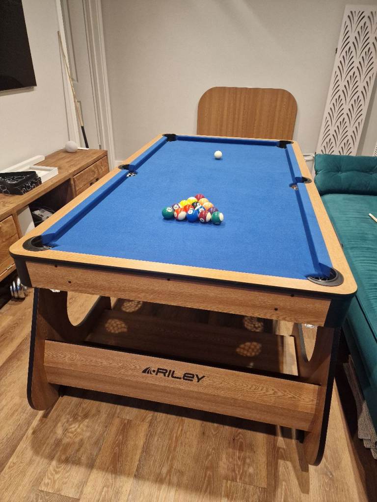 Riley 6Ft 3 in 1 Vertical Folding Pool Table with Darts and Table Tennis (as new)