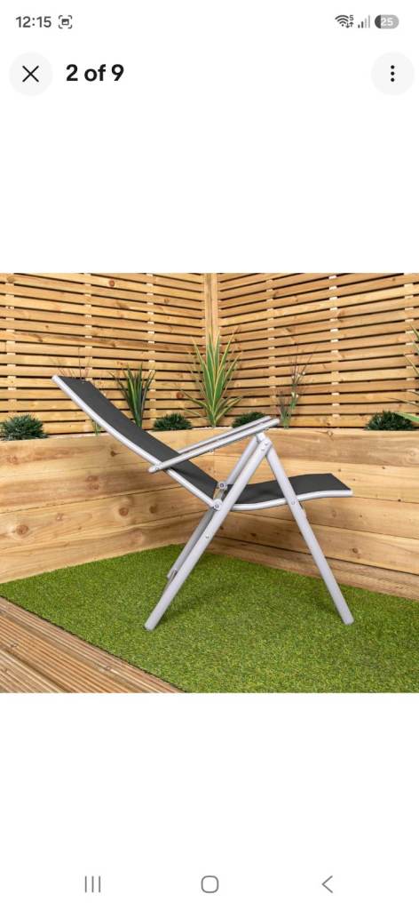 Bargain Price x Multi Position High Back Reclining Garden Folding Chairs - Black & Silver
