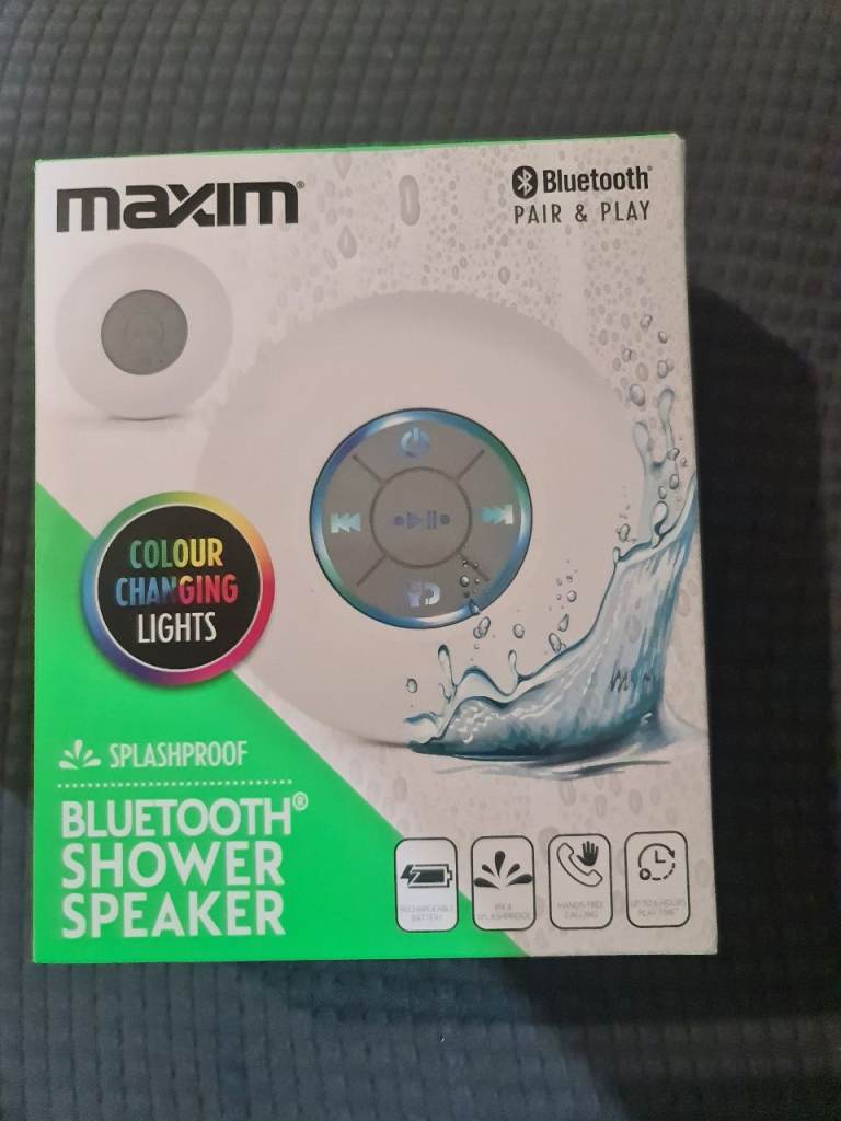 MAXIM Bluetooth Shower Speaker - Splashproof & Colour Changing Lights