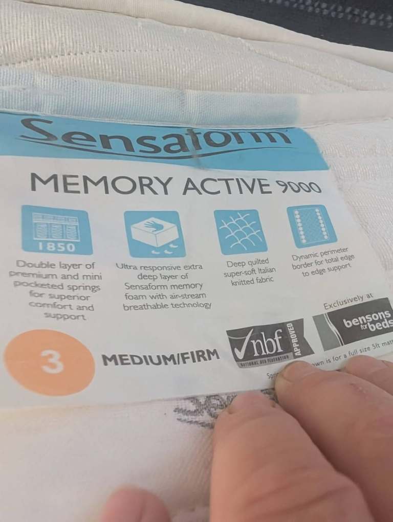 Sensaform 4'6 double sprung mattress in fair condition.