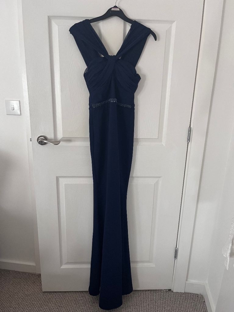 Navy diamanté detail full length dress