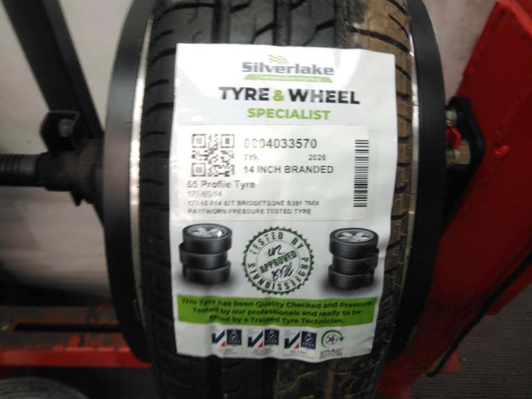 175 65 R14 82t Bridgetsone B391 7mm Partworn Pressure Tested Tyre