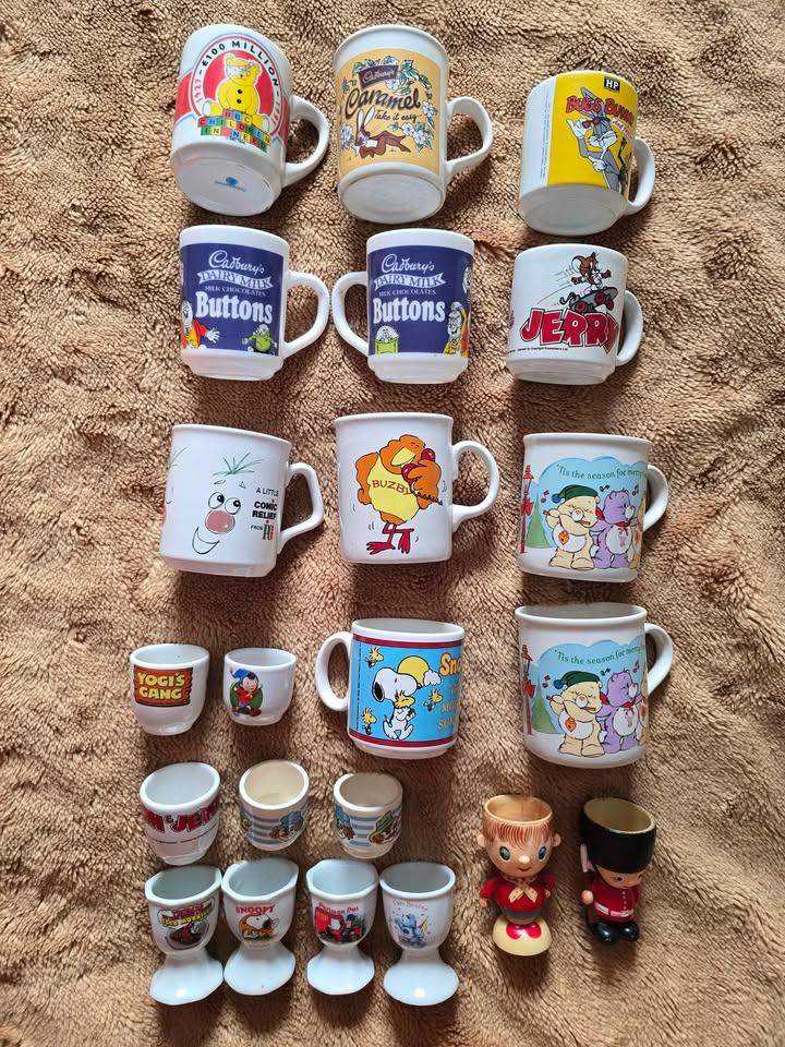 Job Lot of Real Vintage Nostalgia Mugs & Novelty Egg Cups, Hornsea too.