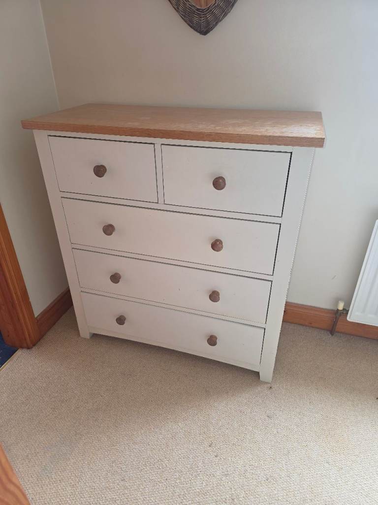 Wardrobe and Chest of Drawers Set - Cream & Wood