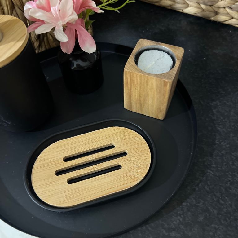 X5 Black Soap Dispenser Pump Bottle Bathroom Accessories tray candle holder & small vas 