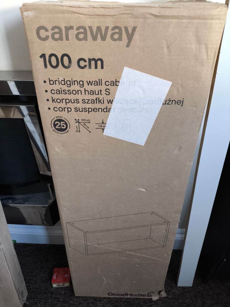 GoodHome Caraway Matt White Bridging Wall Cabinet (w)1000mm (d)320mm 