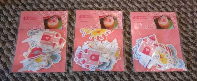 3 x BNIB Packs Of 40 (120 in total) Princess Cupcake Picks / Cake Topper Decorations