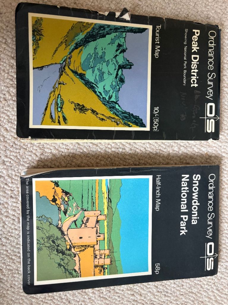 A Pair of Vintage Ordnance Survey Maps - Snowdonia & The Peak District National Parks