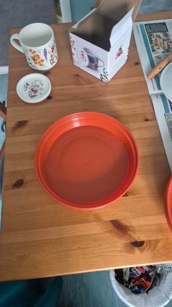 Orange Plastic Plant Pot Saucer – Good Condition