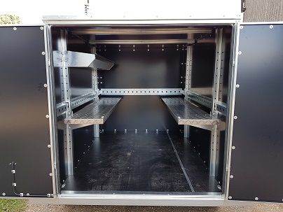Karting Box Trailer with Shelfing 8' x 5' x 5' - Single Axle in Black or White