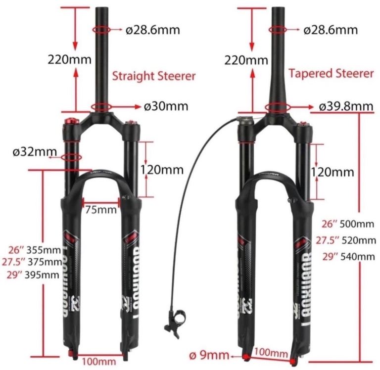 LANXUANR 26” Suspension Fork – Straight Steerer, Manual Lockout
