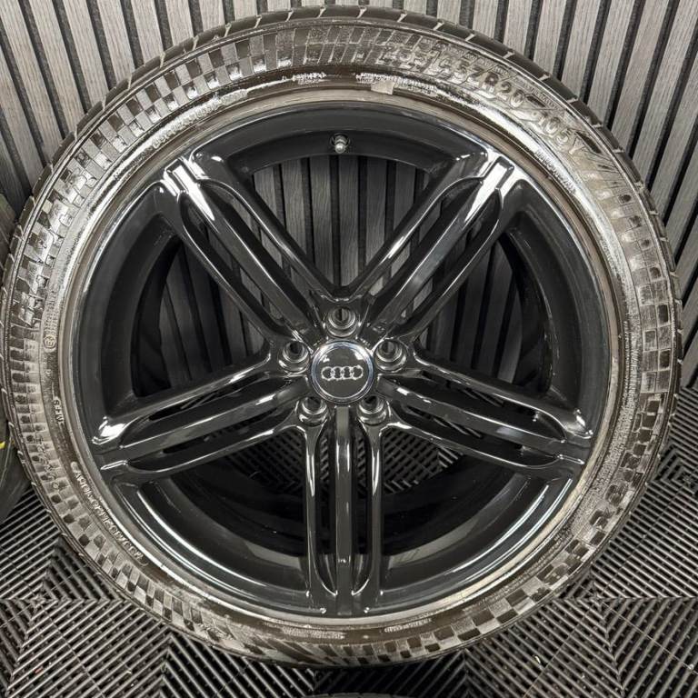 20'' GENUINE AUDI Q5 5 TRIPLE SPOKE SEGMENT BLACK S LINE TYRES ALLOY WHEELS ALLOYS