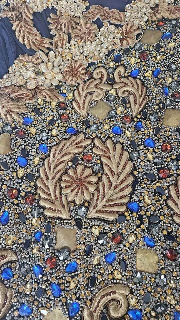 Stunning Multicoloured Embellished Dress Fabric – Good condition 