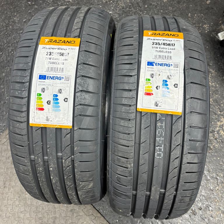 pair 235/45/17 trazano brand new car tyres fitted