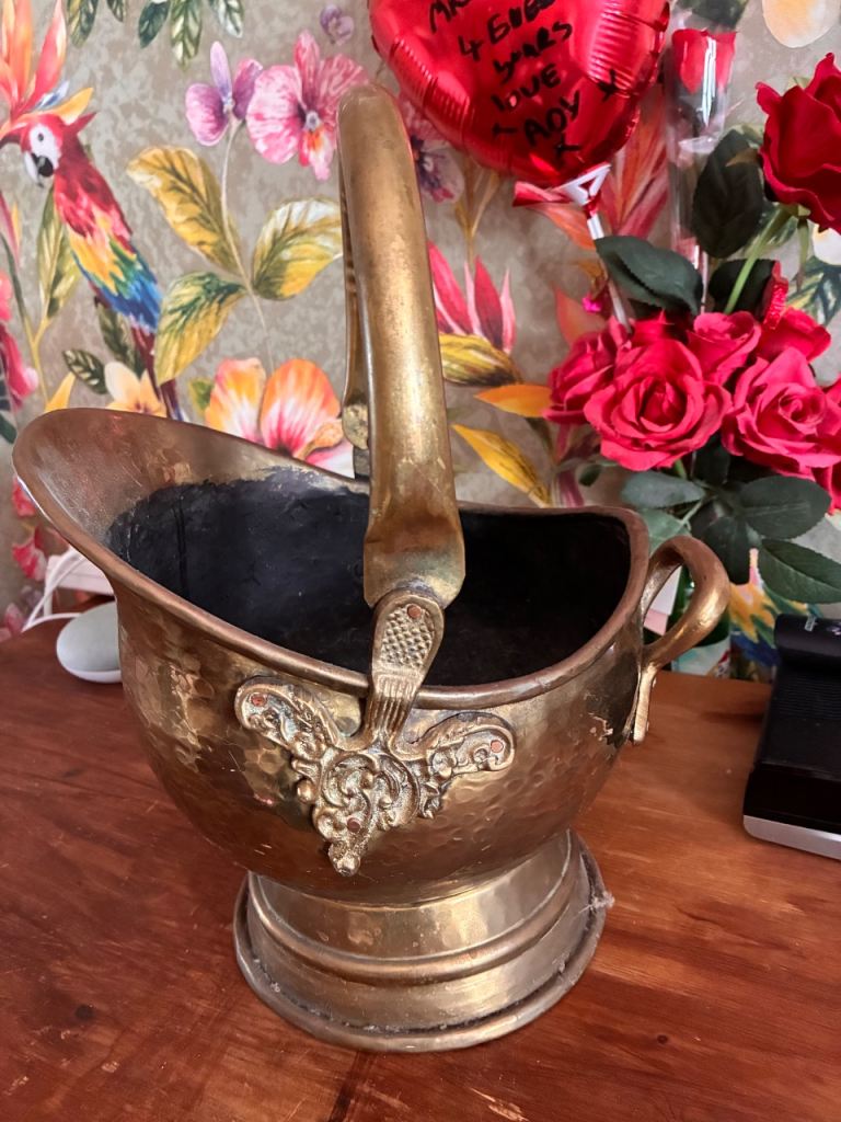 Vintage German styled hammered patinated coat bucket