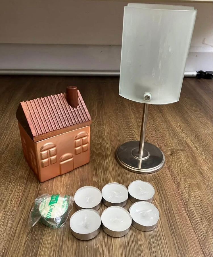 Sand & Fog Cedar and Magnolia Candle, Tall Tea Light Holder and Tea Lights. Collect Fulham