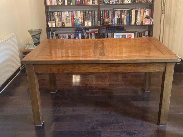 Extended Oak Dining Table & 6 Chairs for Sale 