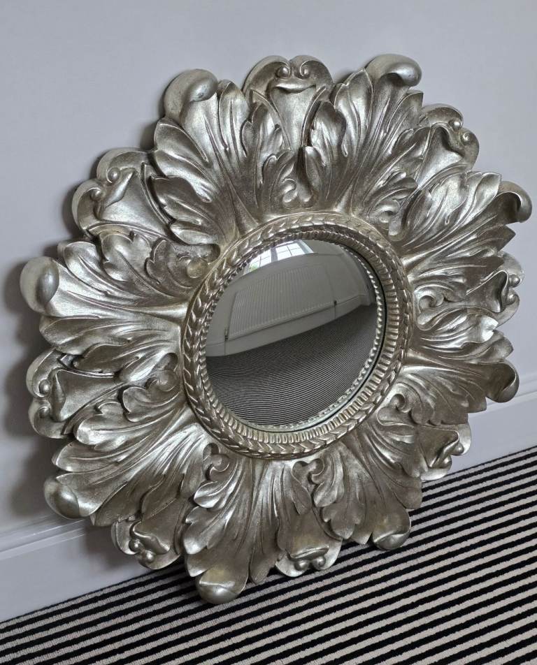 Laura Ashley Beautiful Large Convex Mirror, Flower Design.  VGC