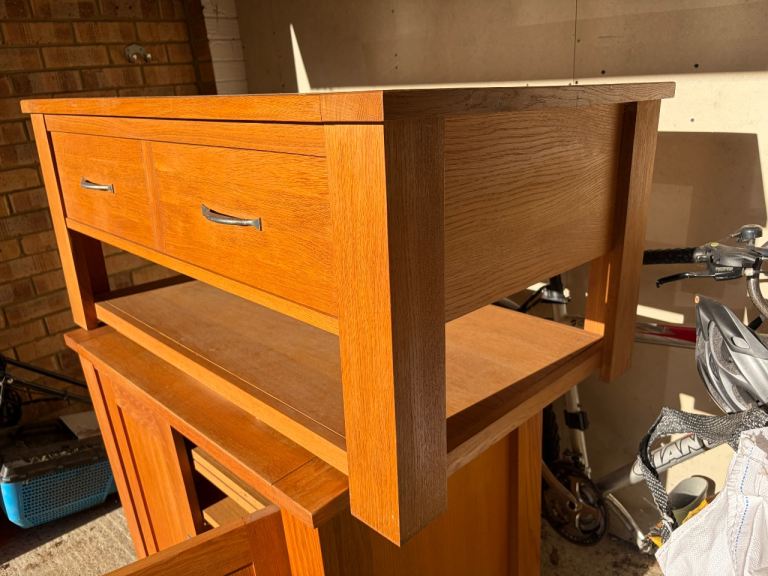 Solid oak TV unit and computer desk