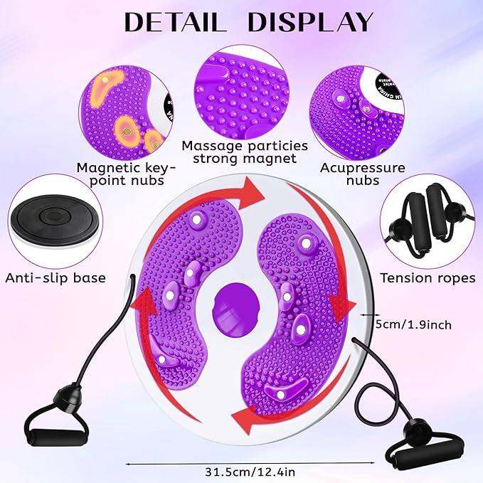 Waist Twisting Disc Plate with Resistance Bands and Foot Massage Slimming Waist Arms Hips