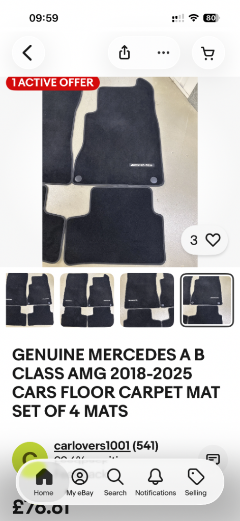 Mercedes A Class front and rear matts 