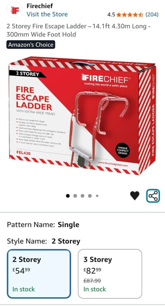 Firechief 2 Storey Fire Escape Ladder – New, Boxed