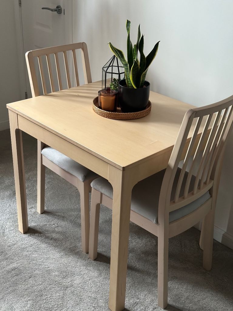 IKEA EKEDALEN Extendable Dining Table & 2 Chairs | Excellent Condition | Birch