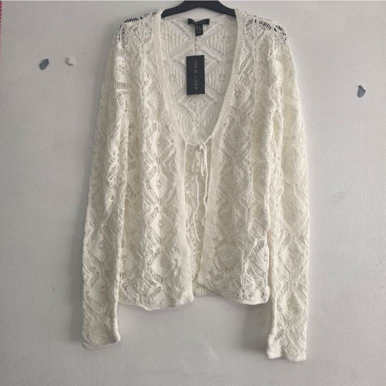 New Look Cream Lace Knit Cardigan - Size M, Brand New with Tags