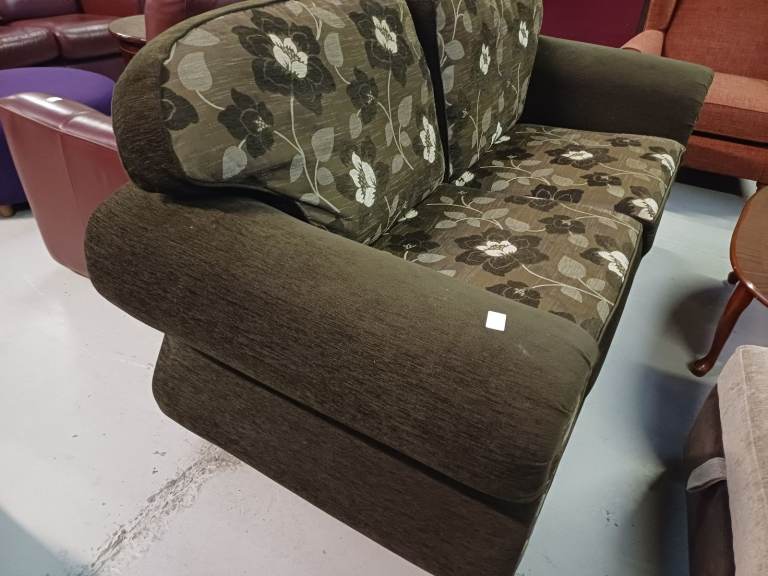 Brown floral three piece suite 