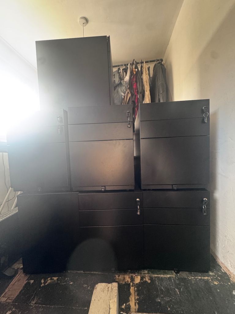 Black metal Industrial Pedestal Drawer Lock Office Cabinet chest Of drawers 