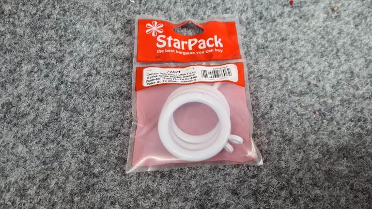 Curtain Pole Rings with Fixed Eyelet Plastic 37mm