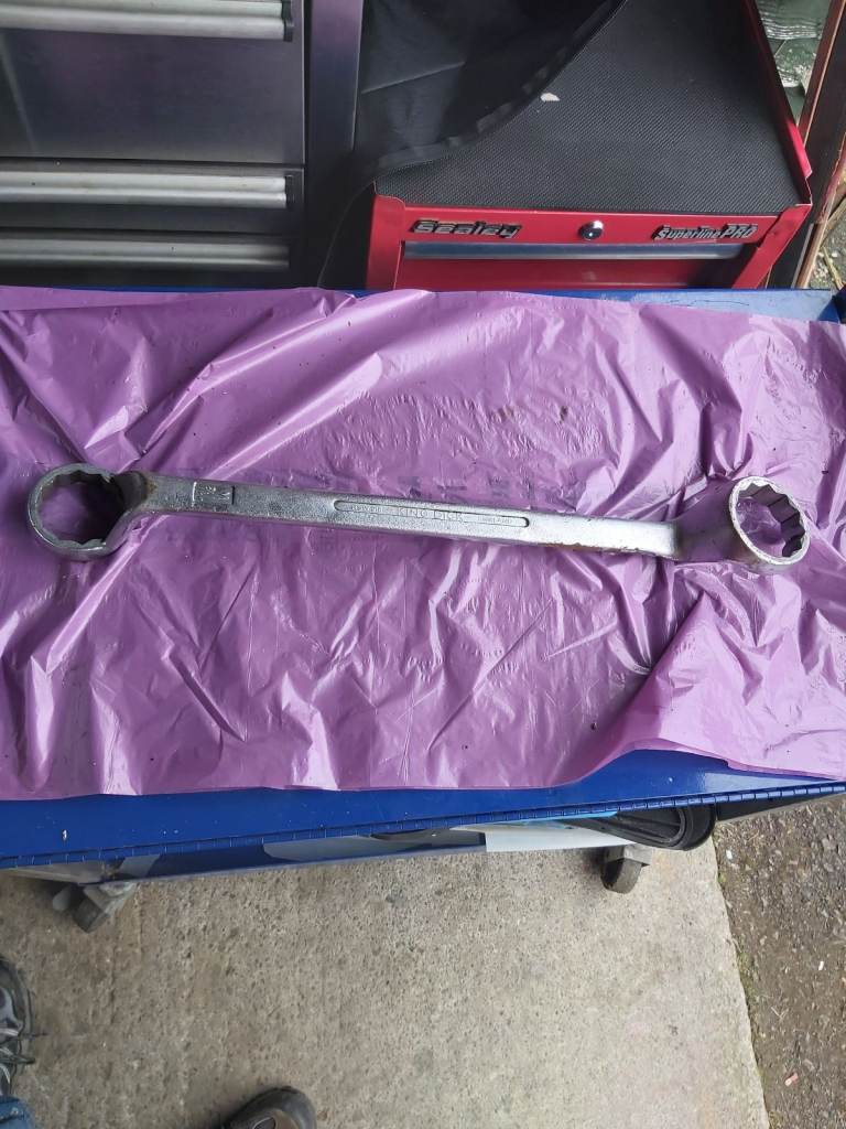 Large King Dick ring spanner 1 1/4 inch - 1 1/8 inch W  classic car - good condition
