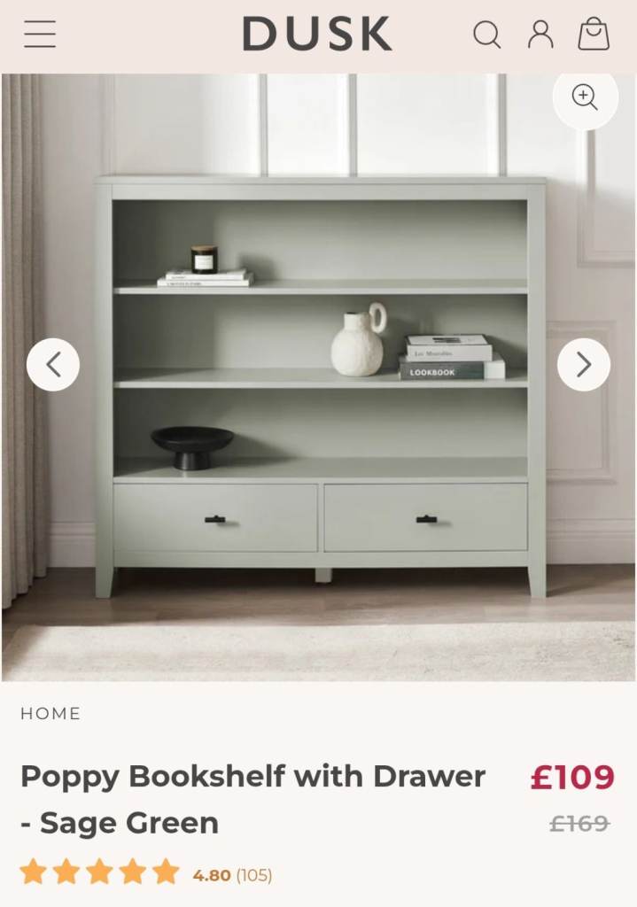Dusk poppy bookcase sage green 