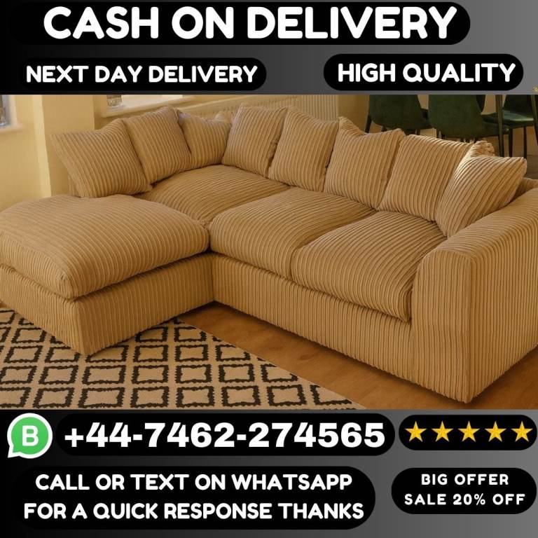 Jumbo Cord Corner & 3+2 Sofas Sale – Cozy Comfort, Big Style!