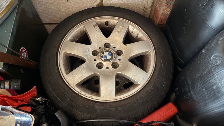 x4 BMW 3 Series E46 alloy wheels with winter tyres