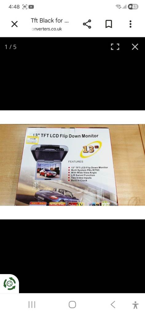 13 Inch TFT LCD Flip down monitor