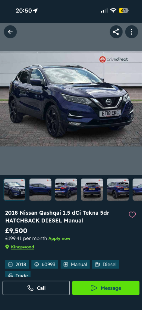 Nissan, QASHQAI, Hatchback, 2018, Manual, 1461 (cc), 5 doors