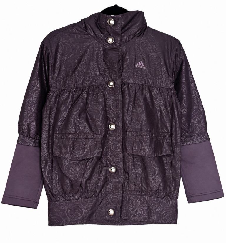Adidas Women’s Sample Jacket Purple Swirl Print Hooded Windbreaker Y2K Large