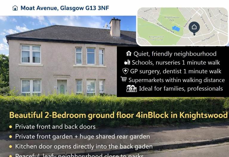 Council Swap - 2 bedroom property (4 in block, lower) own front & back doors + 2x massive gardens