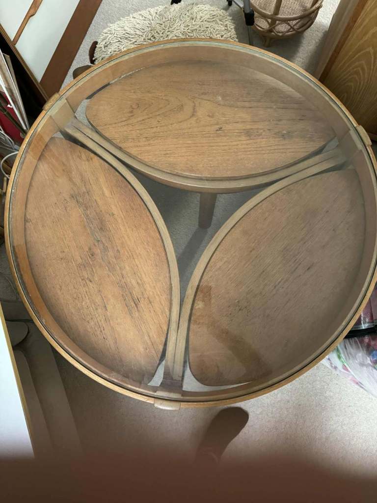 Vintage 1960s glass coffee table 3 side tables