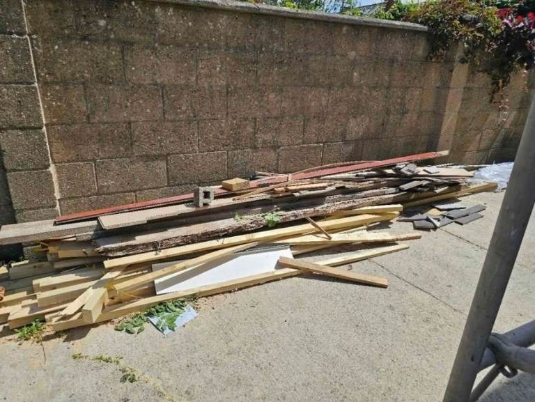 Pile of timber cuts left from working
