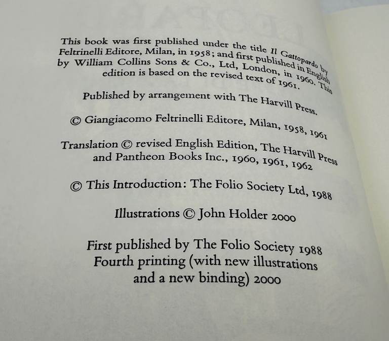 The Leopard by Giuseppe Di Lampedusa Folio Society 2000 4th Print Edition VGC