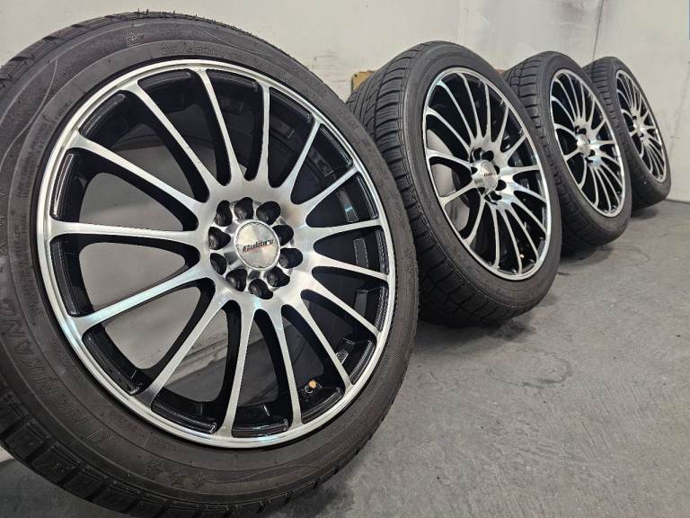 17" 5x100 5x110 Black alloy wheels tyres Volkswagen Polo Mk4 Golf Vauxhall Corsa Astra Van Adam