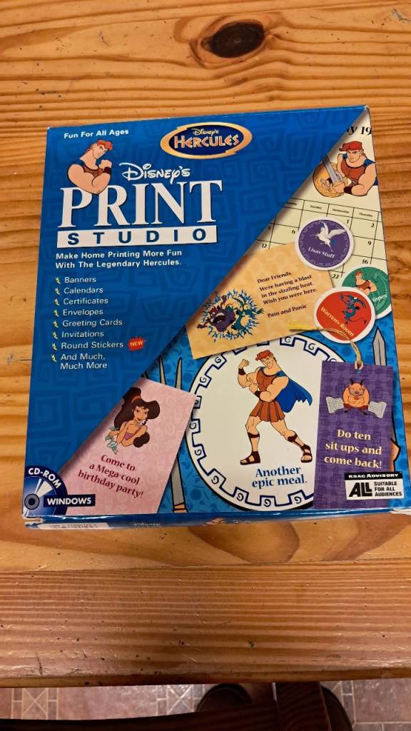 Vintage 90s Disney's Hercules Print Studio PC CD- Rom New/Unused in Original Box